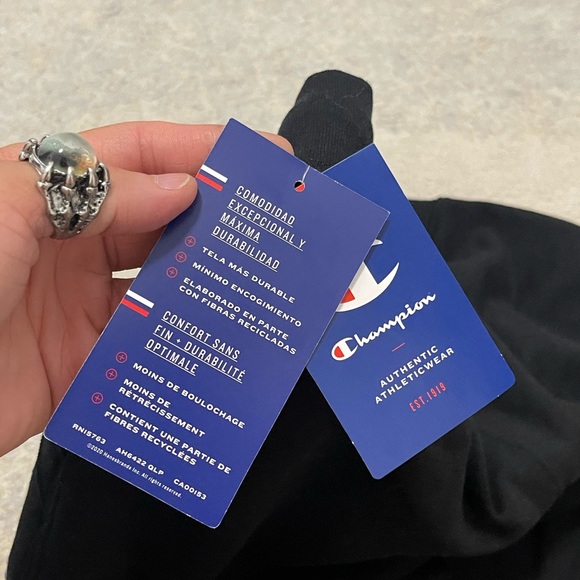 NWT Women’s Size Small Champion Drawstring Fleece Joggers With Logo Print Black - Picture 11 of 13